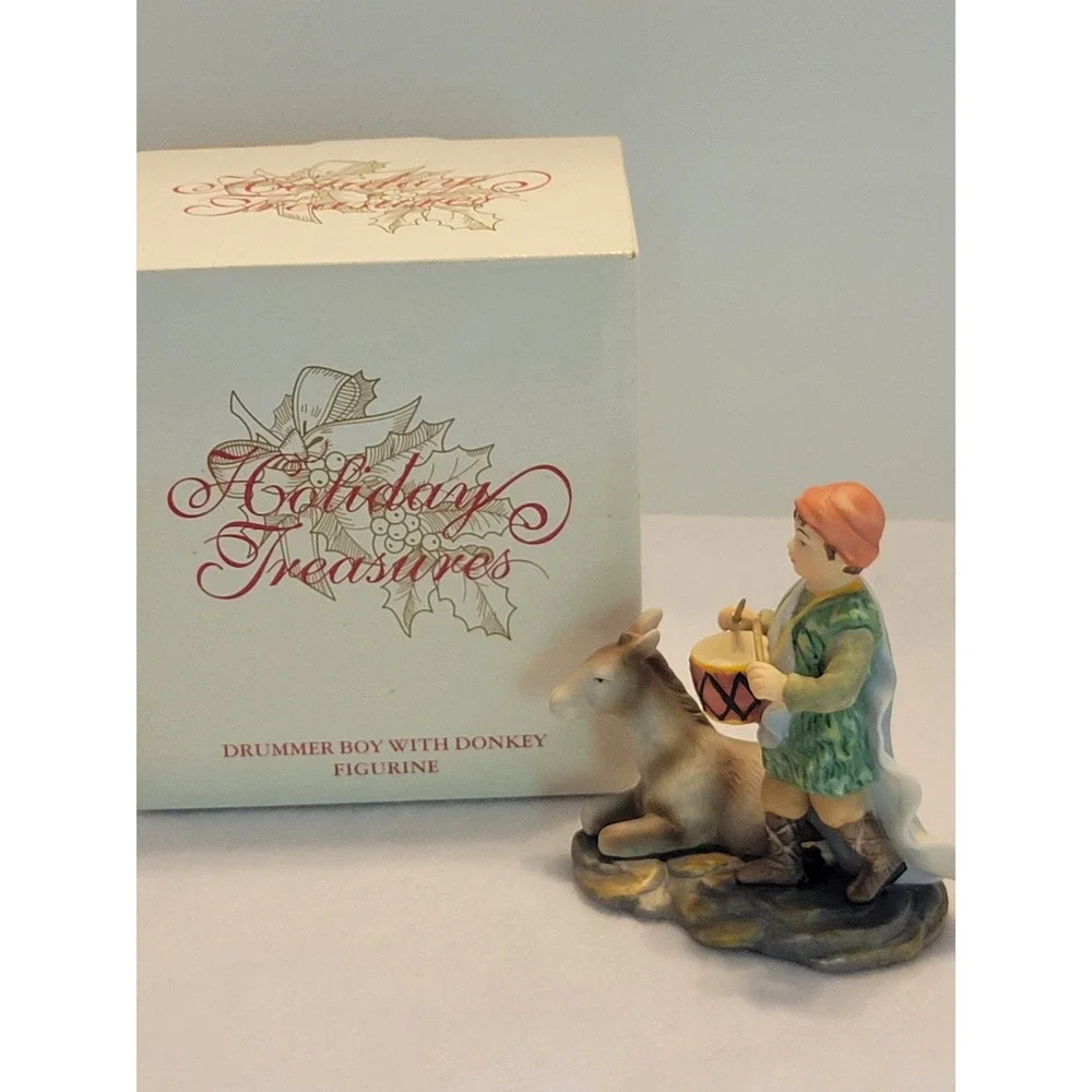 Avon Drummer Boy w/‎ Donkey Figurine Holiday Treasures Nativity 2003 Christmas
